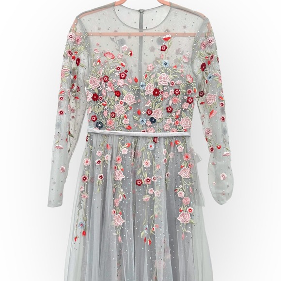 Mac Duggal Embroidered Illusion High Neck Long Sleeve A-line Gown NEW‎ $798 [6] - Picture 4 of 16